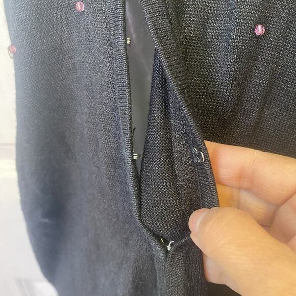 August Silk Woman 3X Knit Cardigan Sweater Black Long Sleeve Silk Luxury Preppy - Picture 9 of 11